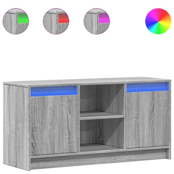 vidaXL Meuble TV avec LED sonoma gris 100x34x50 cm bois d'ingénierie