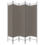 vidaXL Cloison de séparation 5 panneaux Anthracite 200x200 cm Tissu