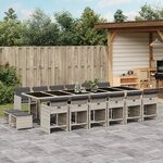 vidaXL Ensemble à manger de jardin et coussins 17 Pièces gris clair rotin