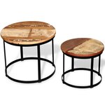 vidaXL Table basse 2 Pièces Bois récupéré massif Rond 40 cm / 50 cm