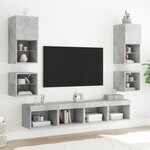 vidaXL Tables de chevet murales avec lumières LED 2 Pièces gris béton
