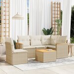 vidaXL Salon de jardin avec coussins 6 Pièces beige résine tressée