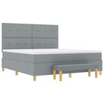 vidaXL Lit Box Spring avec matelas et banc Gris clair 180x200 cm Tissu