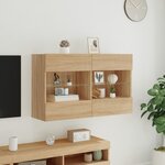 vidaXL Meuble TV mural avec lumières LED chêne sonoma 98 5x30x60 5 cm