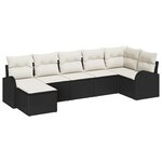 Ensemble de Canapé de Jardin 7 Pièces avec Coussins Poly Rattan Noir