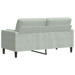 vidaXL Canapé 2 places avec oreillers gris clair 140 cm velours
