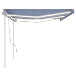 vidaXL Auvent automatique capteur de vent/LED 6x3 m Bleu et blanc