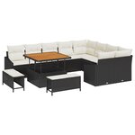 Ensemble de Canapés de Jardin 12 pièces avec Coussins Noirs en Poly Rattan