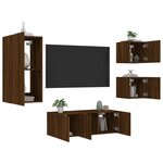 vidaXL Unités murales TV avec LED 5 Pièces chêne marron bois d'ingénierie