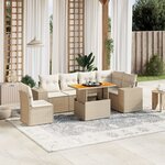 vidaXL Salon de jardin avec coussins 7 Pièces beige résine tressée