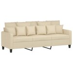 vidaXL Canapé à 3 places avec repose-pieds Crème 180 cm Tissu