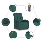 vidaXL Fauteuil de massage inclinable électrique Vert foncé Tissu