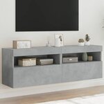 vidaXL Meubles TV muraux et lumières LED 2Pièces gris béton 60x30x40 cm