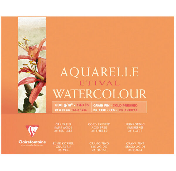 Bloc Etival grain fin 24x30 25F 300g encollé 4 côtés CLAIREFONTAINE