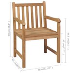 vidaXL Chaises de jardin lot de 2 et coussins beige Bois teck massif