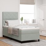 Lit à ressort vidaXL avec matelas Gris clair 90x200 cm Velours