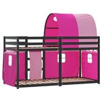 vidaXL Lit superposé avec rideaux rose 90x200 cm bois pin massif