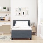 vidaXL Lit Boxspring avec Matelas Gris Foncé 100x200 cm Velours