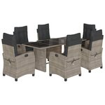 vidaXL Ensemble à manger de jardin et coussins 7 Pièces gris rotin
