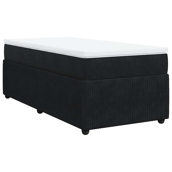 vidaXL Sommier à lattes de lit et matelas Noir 80x200 cm Velours