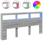 vidaXL Armoire tête de lit avec LED sonoma gris 200x17x102 cm