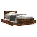vidaXL Cadre de lit et tête de lit sans matelas chêne fumé 100x200 cm