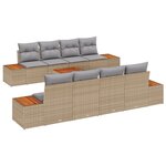 Canapé Jardin 9 Pièces Avec Coussins Beige Poly Rattan Acacia