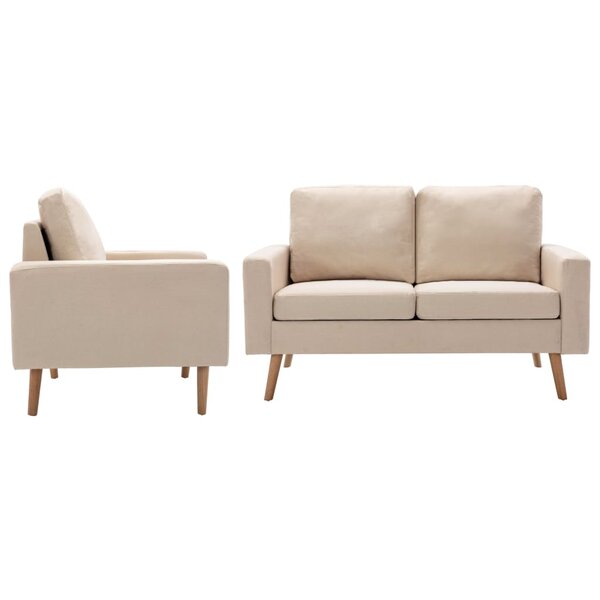 vidaXL Ensemble de canapés 2 Pièces Tissu Crème