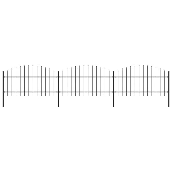 vidaXL Clôture de jardin à dessus en lance Acier (1-1 25)x5 1 m Noir