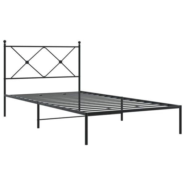 vidaXL Cadre de lit métal avec tête de lit noir 107x203 cm