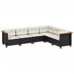 vidaXL Salon de jardin 6 Pièces avec coussins noir résine tressée