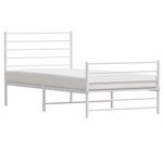vidaXL Cadre de lit métal sans matelas avec pied de lit blanc 90x200cm