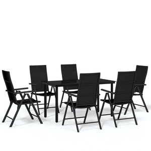 vidaXL Ensemble à manger de jardin 7 Pièces Noir