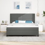 vidaXL Lit à ressort avec matelas et LED Gris foncé 180x200 cm Tissu