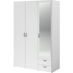 Armoire VARIA - blanc - 3 portes battantes + miroir + 2 tiroirs - 120 x 185 x 51 cm