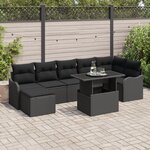 Ensemble de Canapé de Jardin vidaXL 8 pièces avec Coussins Noir Rotin Synthétique