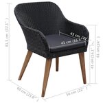 vidaXL Chaises d'extérieur lot de 2 avec coussins Résine tressée Noir
