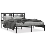 vidaXL Cadre de lit métal sans matelas avec tête de lit noir 150x200cm