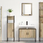 Ensemble de meubles de salle de bain 3 pièces vidaXL chêne sonoma en bois d'ingénierie
