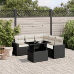 vidaXL Salon de jardin 6 Pièces avec coussins noir résine tressée
