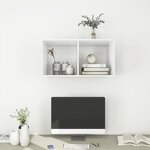 vidaXL Meuble TV mural Blanc 37x37x72 cm Bois d’ingénierie