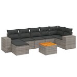 vidaXL Salon de jardin 8 Pièces avec coussins gris résine tressée
