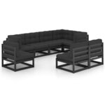Salon de jardin meuble d'extérieur ensemble de mobilier 8 pièces avec coussins bois de pin massif 02_0017539
