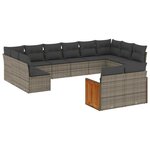 vidaXL Salon de jardin avec coussins 12 Pièces gris résine tressée