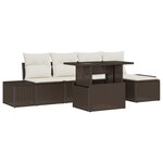 vidaXL Ensemble de Canapé de Jardin 6 Pièces avec Coussins en Rotin Poly Marron