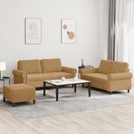vidaXL Ensemble de canapés 3 Pièces avec coussins Marron Velours