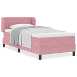 Lit box avec matelas rose 90x200 cm en velours