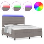 vidaXL Lit à ressort avec matelas et LED taupe 160x200 cm tissu