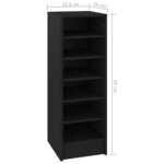 vidaXL Armoire à chaussures Noir 31 5x35x90 cm Bois d'ingénierie