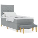 vidaXL Lit à ressort avec matelas et banc gris clair 90x200 cm en tissu